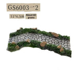 miniature réaliste route marquée herbe rochers champignons décoration jardinextérieur orange vert gris jaune blanc