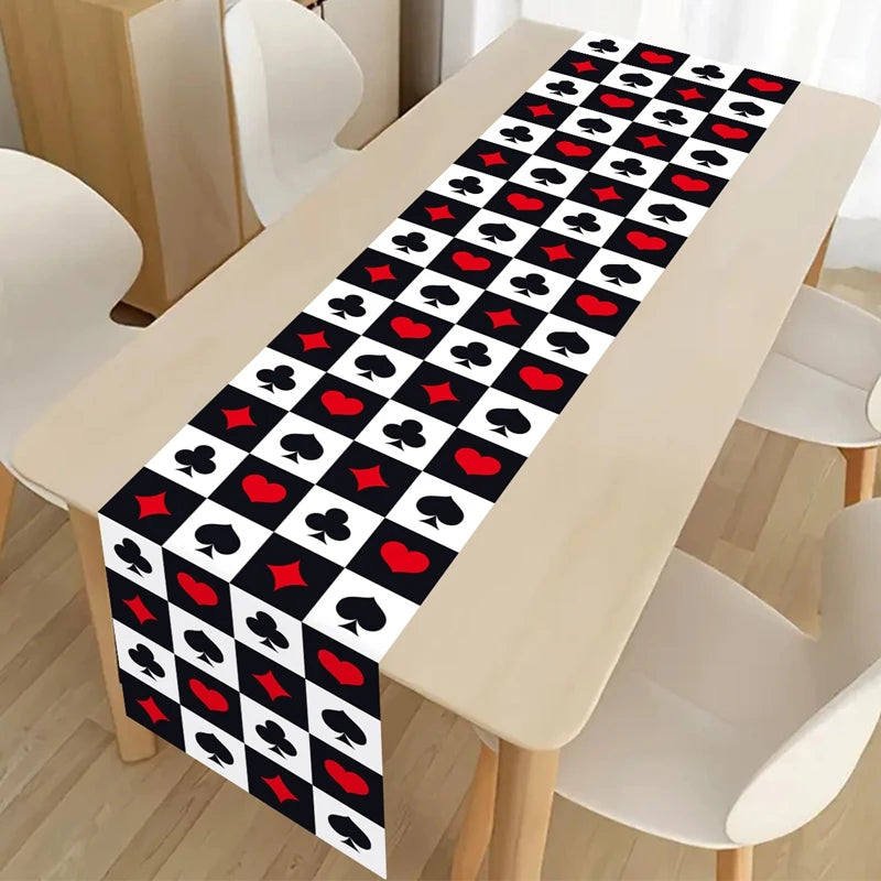 nappe table carte poker motif coeurs carreaux trèfles pic rouge noir blanc anniversaire fête