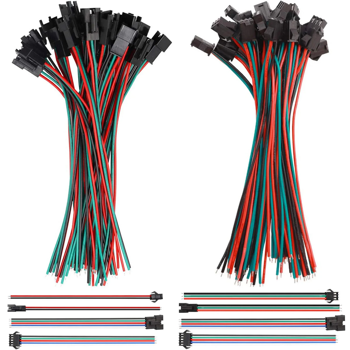 câbles électrique connecteurs mâle femelle 24v 2pin 3pin 4pin 5pin noir rouge vert