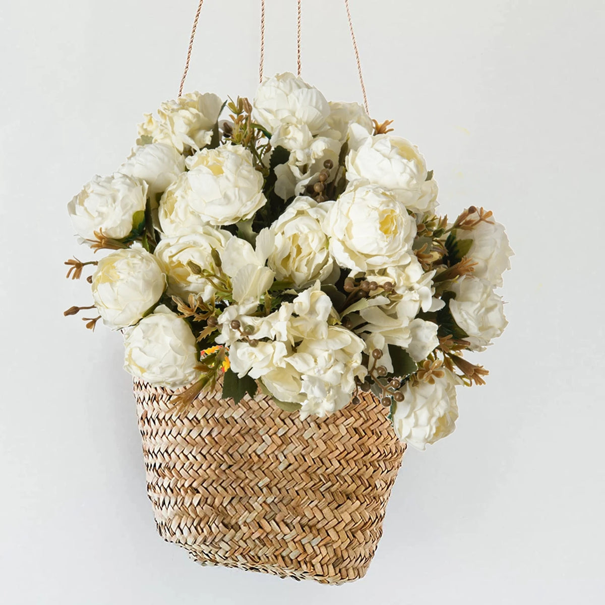 bouquet artificiel pivoine violettes blanches romantique intérieur mariage décoration maison fleurs soie classique