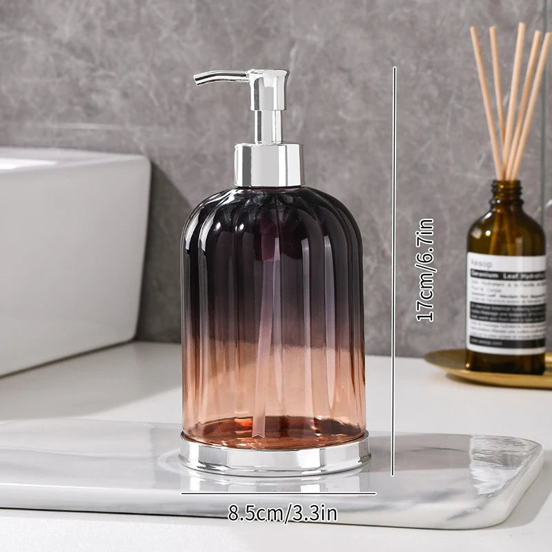 distributeur savon liquide transparent texturé moderne élégant noir bleu rose jaune pompe base dorée