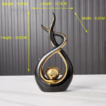 sculptures décoratives abstraites vase sphère noir doré vert émaillées modernes