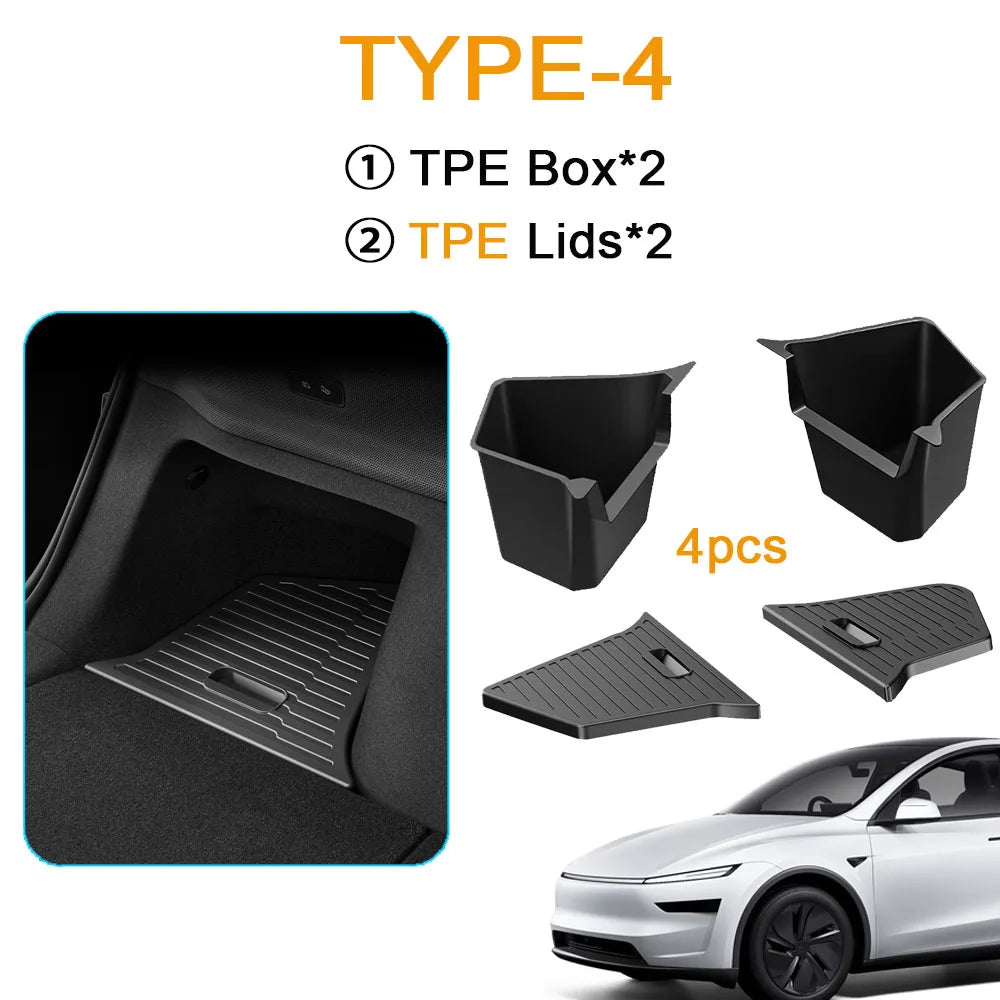 conteneurs rangement coffre voiture tesla model juniper 2025 noir texture antidérapante pliables moderne.storage sac