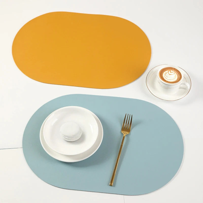 tapis table moderne marron beige bleu clair noir imperméable résistant l'huile uni sans fixation