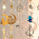 décoration murale suspendue cristaux lunettes chat ancre étoile soleil fenêtre jardin intérieur extérieur
