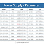 alimentation électrique 12v 24v 60w 100w 200w 300w 400w led industriel fixations vis connecteurs