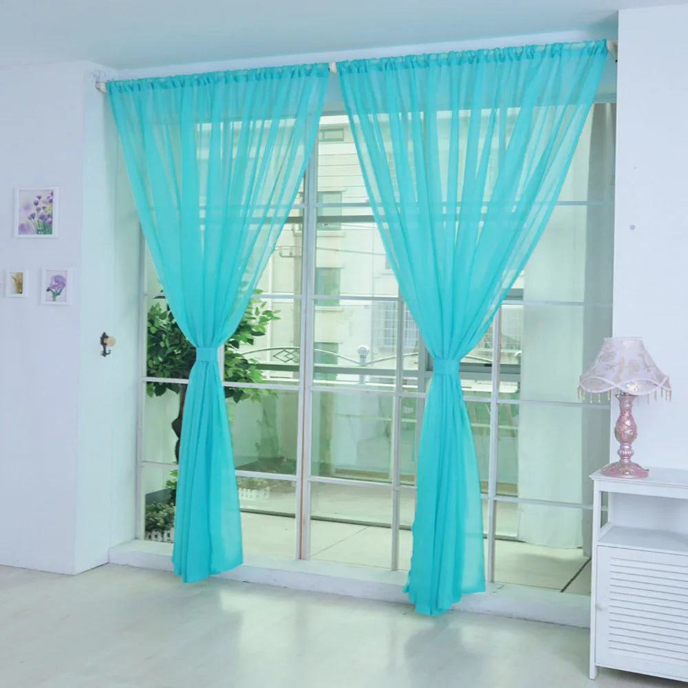 rideaux voile transparents décoratifs noir bleu rose rouge maison bord étroit