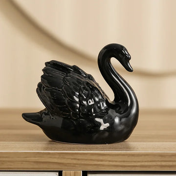 statues cygnes blanc noirs texture fine détaillée classique élégant objet décoration intérieure