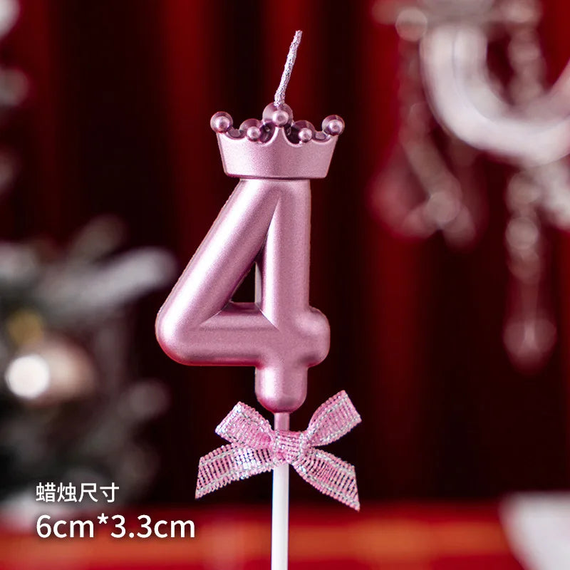 bougies numeriques rose couronne ruban brillant pique decoration anniversaire festif chiffres princesse