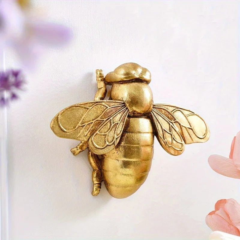 figurine abeille dorée résine décoration moderne intérieure salon réaliste sculptée adhésif