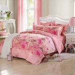 housse couette coton polyester bleu blanc gris motif floral moderne oreillers lit king size