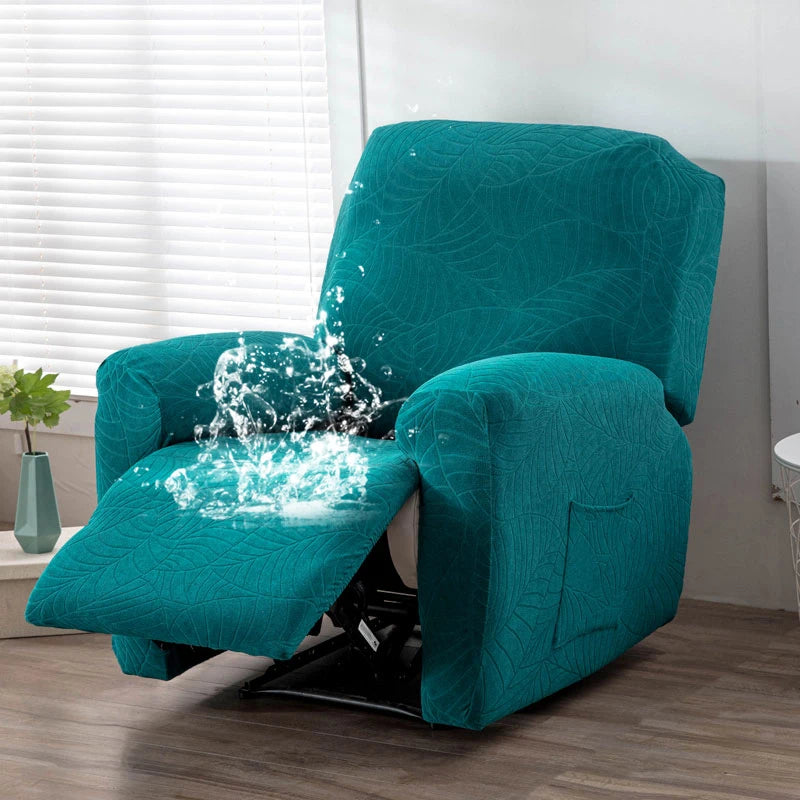 housse fauteuil inclinable imperméable jacquard vert motif feuilles protection canapé salon moderne