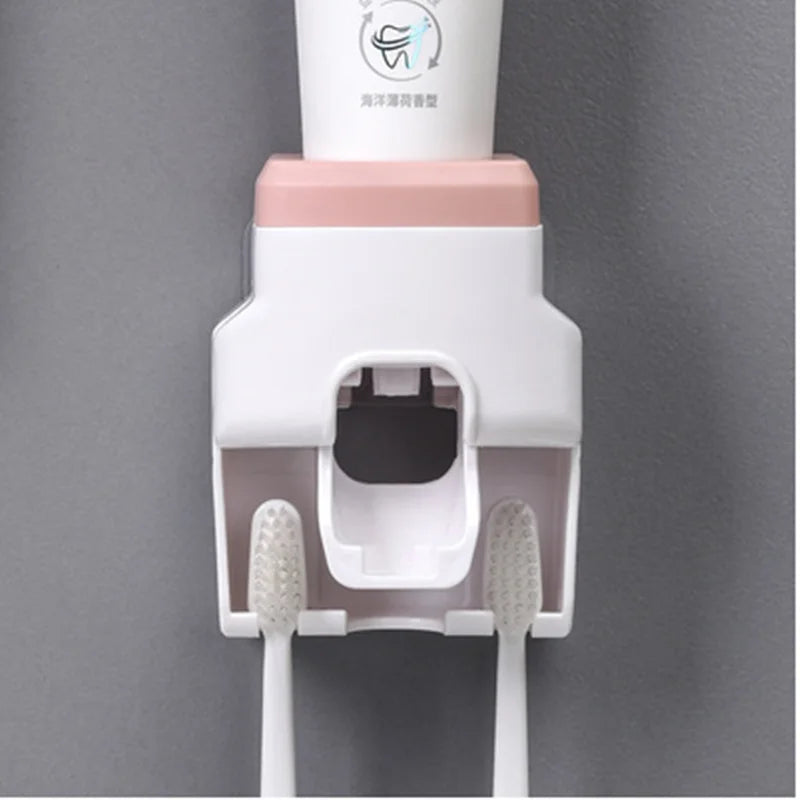 distributeur dentifrice blanc bleu rose moderne adhésif transparent rechargeable