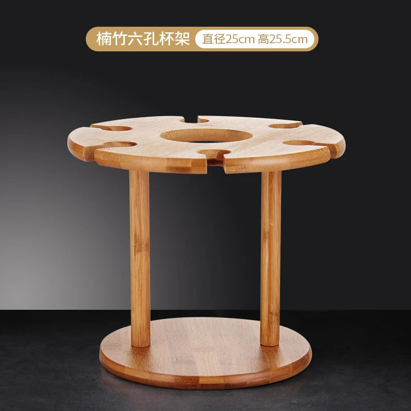 rangement vin verres bois moderne six coupes bouteilles bar suspension transparent minimaliste