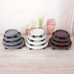 plateau plantes fleurs mobile rotatif roulettes base support eau gris blanc moderne 19cm 26cm