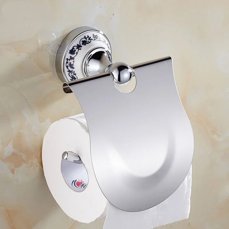 accessoires salle bain porte savon support papier toilette moderne élégant chrome rouge vis fixé