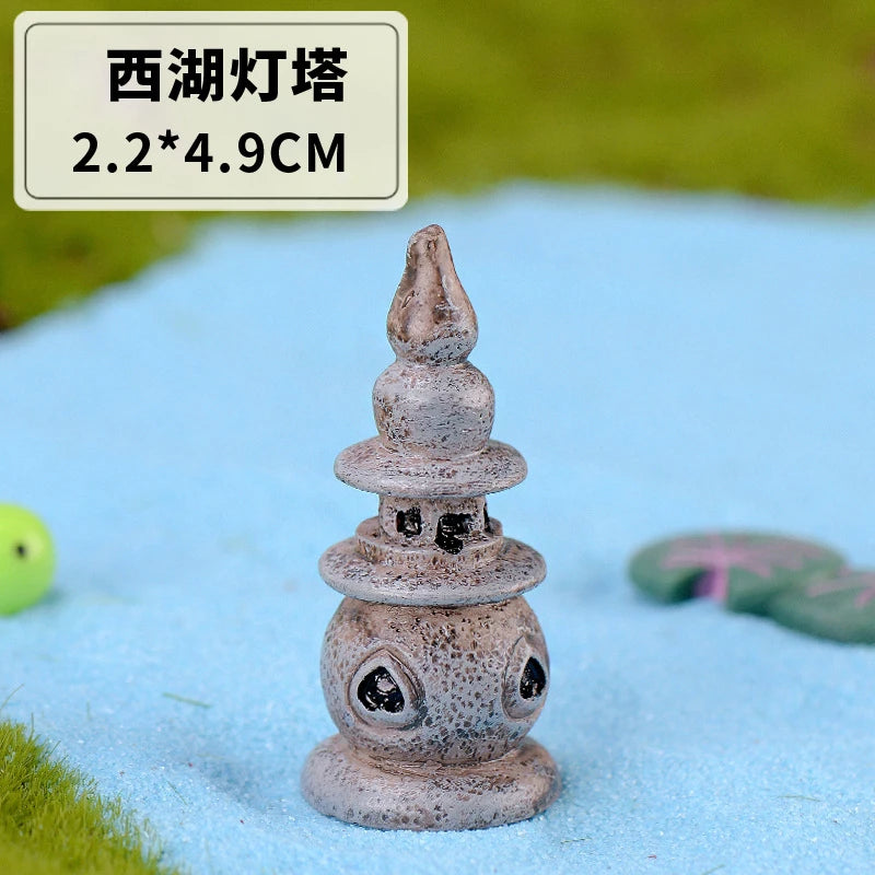 miniature puits gris vert rustique pierre bois collection résine décor maison miniature