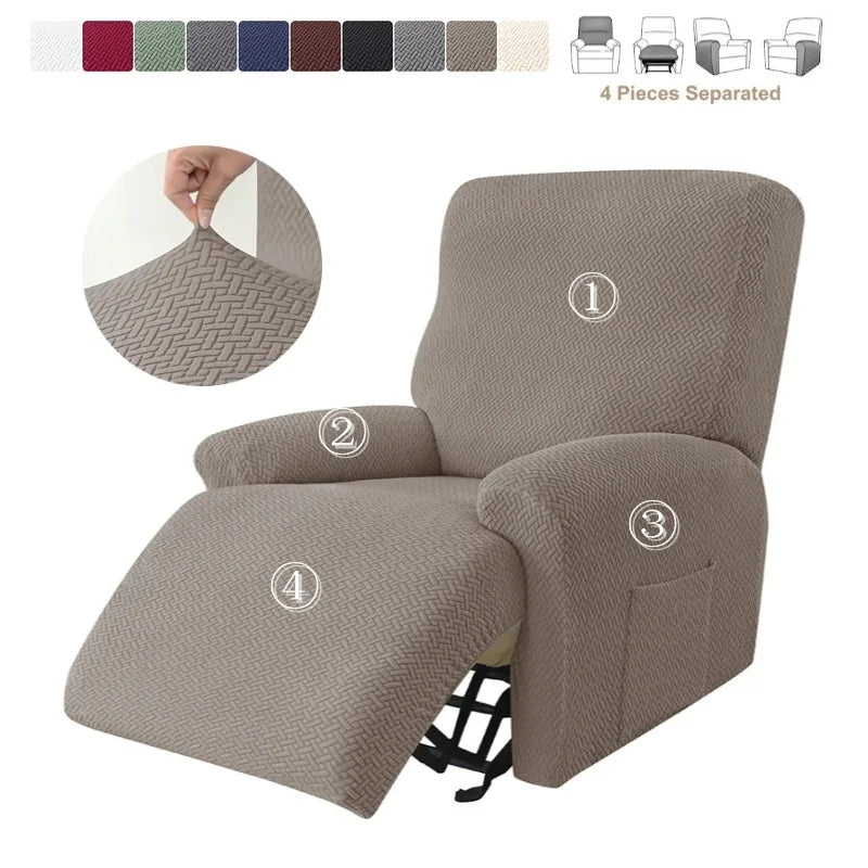 housse fauteuil inclinable gris motif géométrique moderne tissu polyestère eyelets machine wash jacquard split