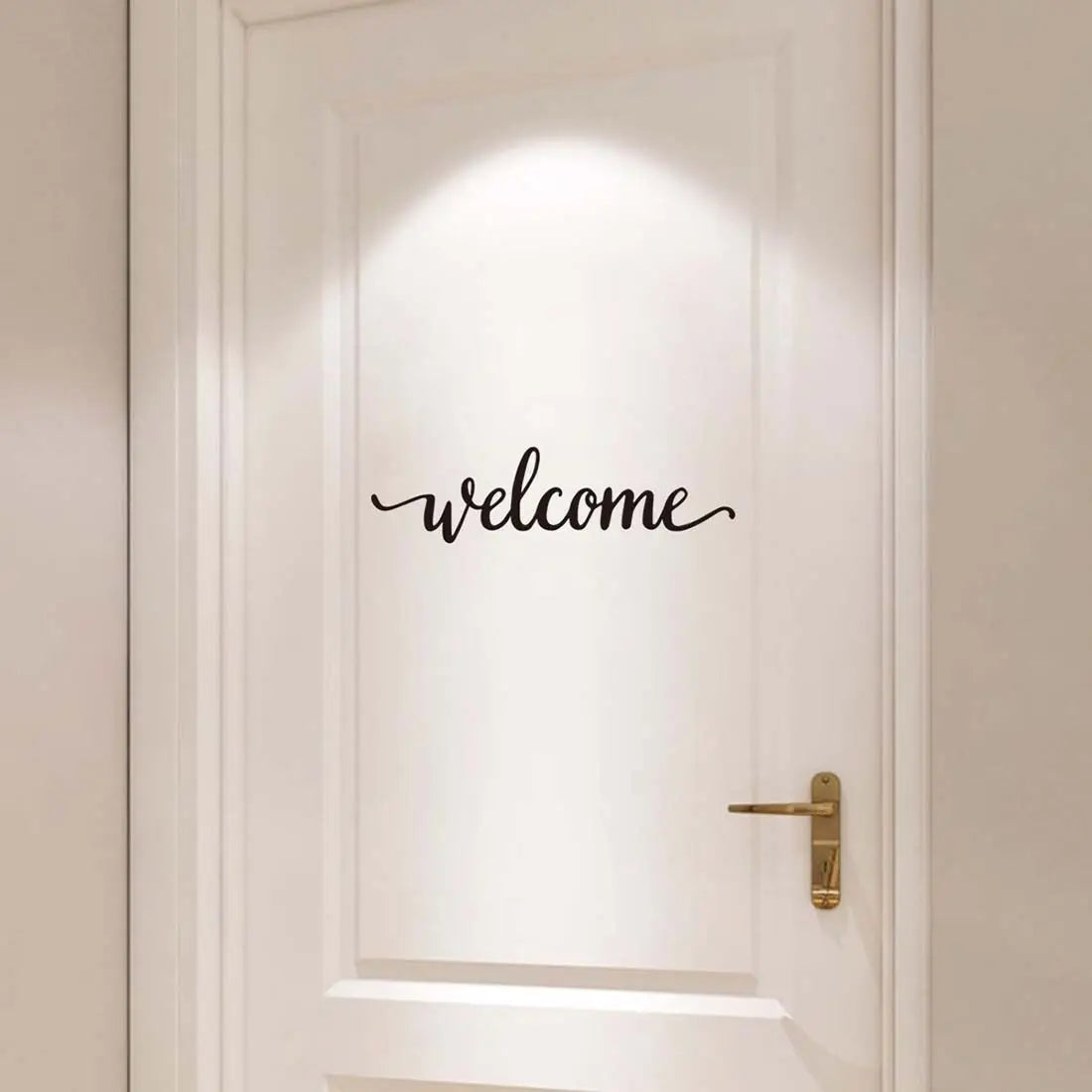 autocollant mural welcome noir blanc moderne calligraphique adhésif chambre salon decoration