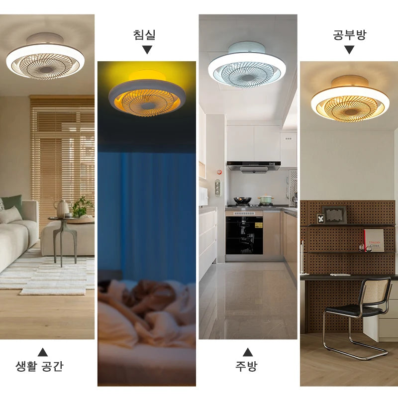 ventilateur led moderne blanc easy clean télécommande lumineuses chambre salle manger
