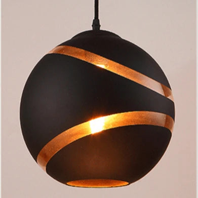 Suspension lumineuse moderne rayures cuivre noir ampoule câble chambre étude hallhôtel
