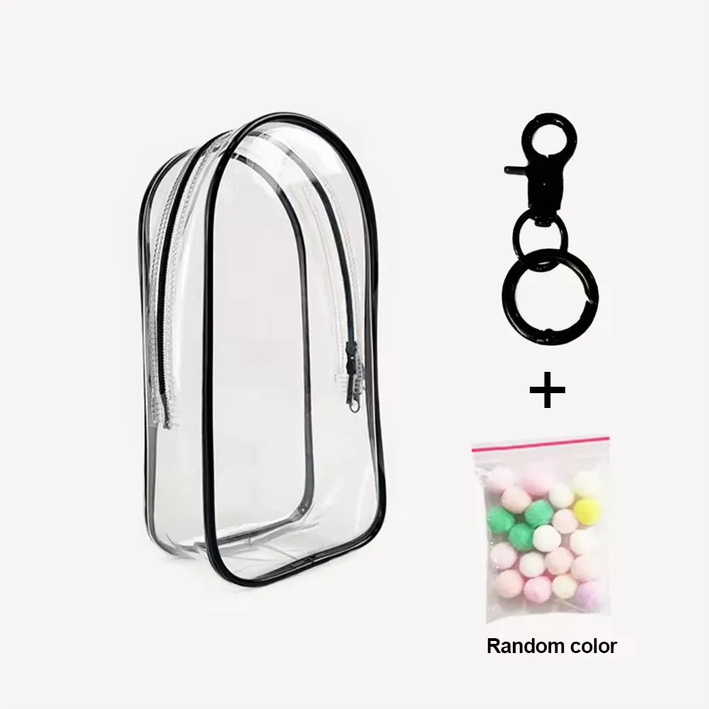 sac main transparent moderne chaîne métallique personnage peluche pompons colorés tendance adulte fille garçon