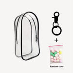 sac main transparent moderne chaîne métallique personnage peluche pompons colorés tendance adulte fille garçon