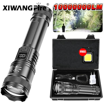 lampe torche noire led rechargeable ultra lumineuse zoom modulations haute puissance texturée moderne robuste