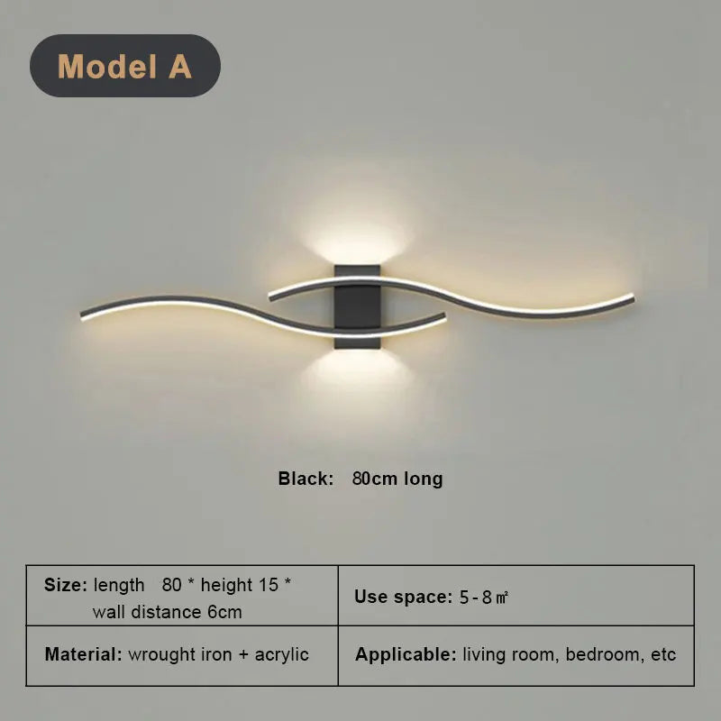 appliques murales led moderne ondulées blanc noir or 2000 82000lm fixées mur