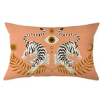 coussin rectangulaire polyester motif géométrique moderne beige orange noir blanc respectueux environnement qualité maison
