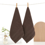 serviettes main coton 35x35cm vert foncé marron gris bordure horizontale classique pièces