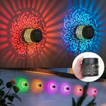 lampe solaire murale noire motif ajouré ip65 led moderne adhésive extérieure jardin couloir decoration