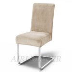 housse chaise velours doux beige moderne poignées serrage extérieur mariage banquet