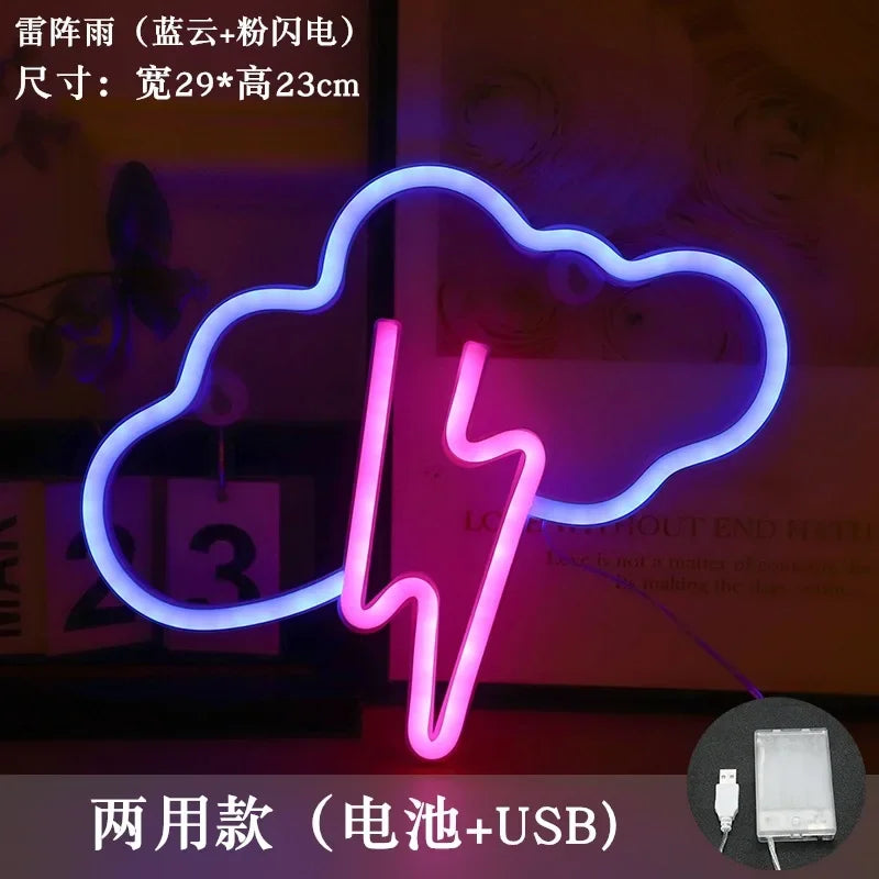 décoration murale néon arc ciel nuages moderne veilleuse USB LED colorée chambre festive