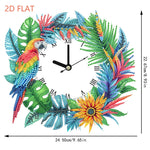 horloge suspendue 2d fleurs oiseaux motifs géométriques blanc multicolore métal chaines