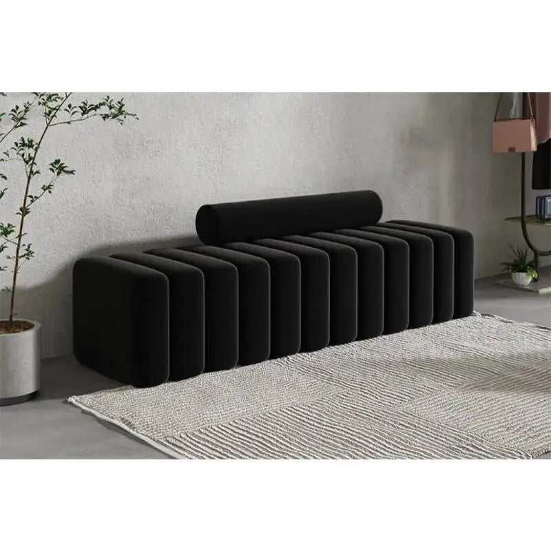 banc modulable velours orange noir blanc moderne salon confortable fixations invisibles coussins mobiles