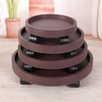 plateau roulettes 360° marron gris blanc moderne pot fleurs rotationnelle