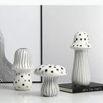 décoration intérieure moderne statue champignon peint rayures pois or blanc noirscrição abstraite contemporaine