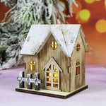 décorations noël miniatures maison bois naturel rustique vintage porte fenêtre led
