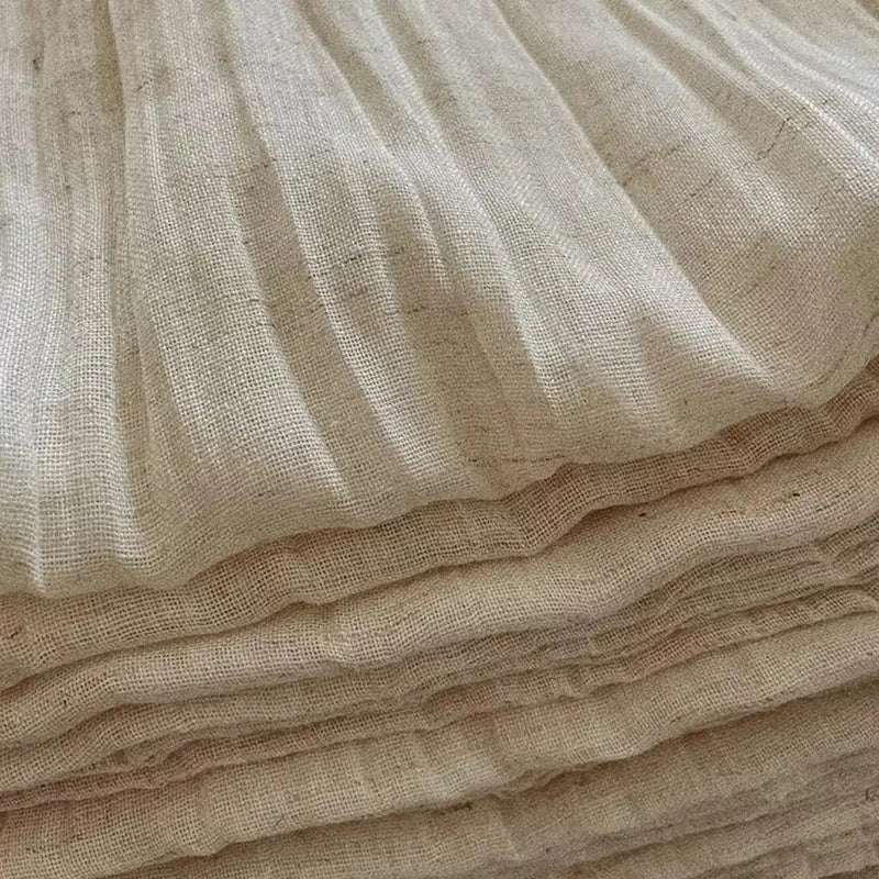 rideau tissu voile blanc cassé bohème semi transparent texture froissée fenêtre