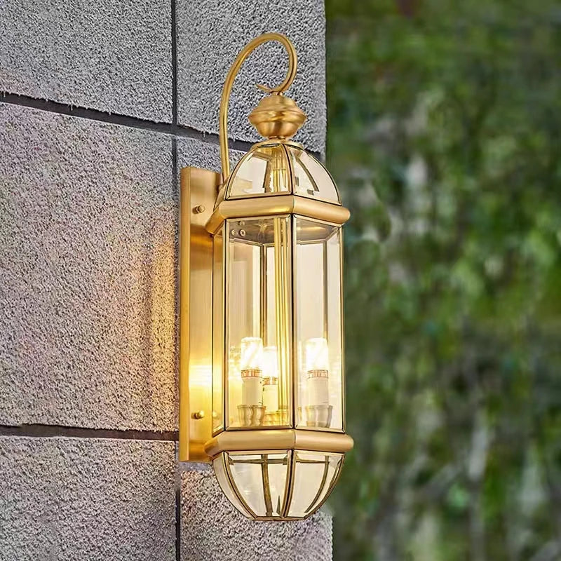 lampe murale extérieure or transparent classique éclairage moderne led jardin vintage hydrofuge