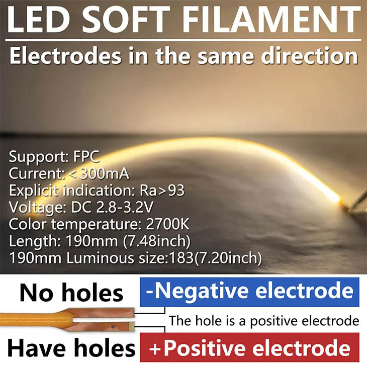 filament led souple 190mm rouge vert bleu rose technologie bricolage diy đèn led