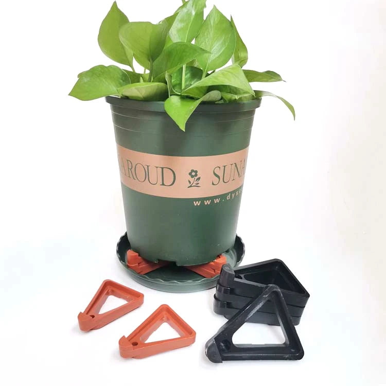 Support cache-pot triangulaire sur pieds invisibles gris clair