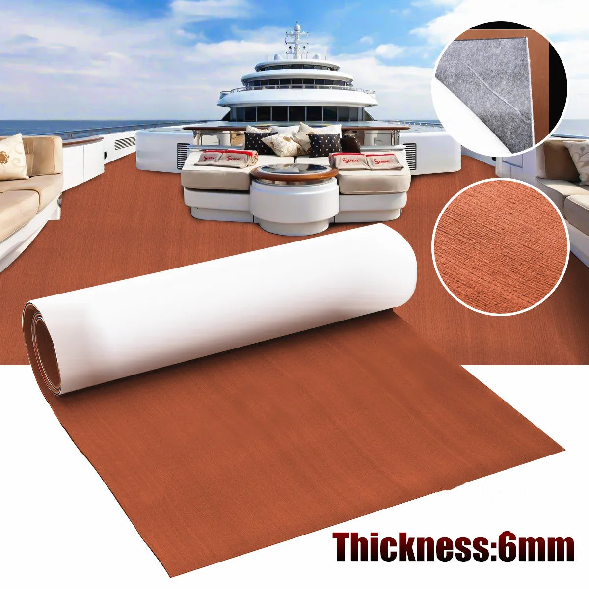 revêtement bateau mousse teck gris marron clair moderne adhésif 2400x450x6mm