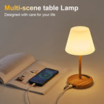 lampe table veilleuse led rechargeable blanc bois tissu plissé moderne minimaliste câble usb chargeur
