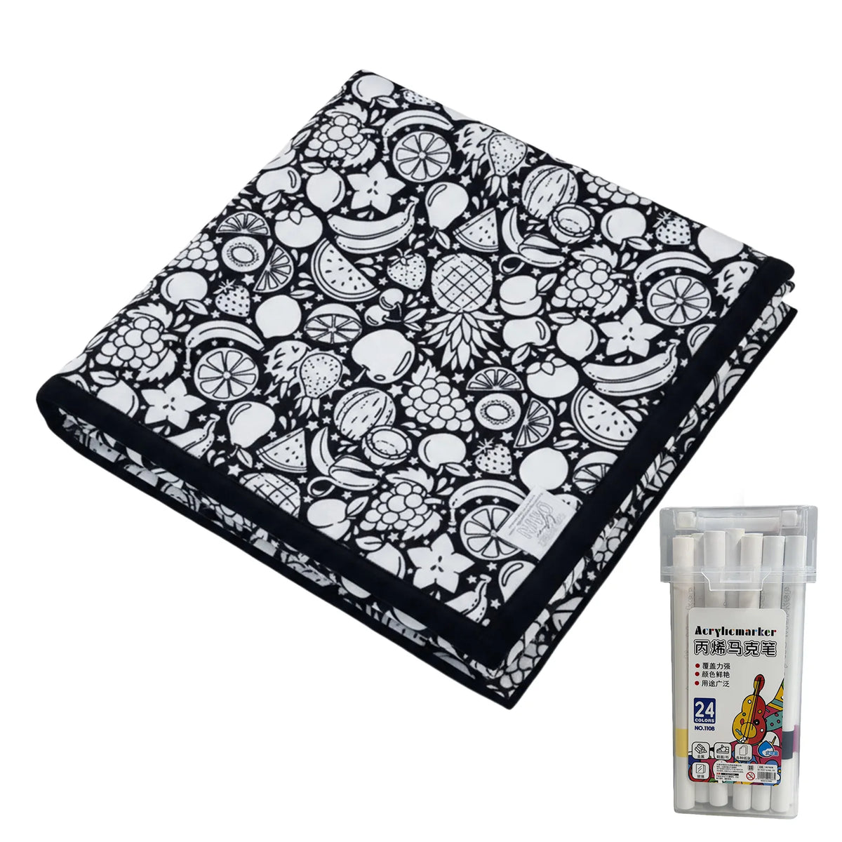 couverture colorier motif animal géométrique moderne 24 marqueurs acryliques 150x125cm