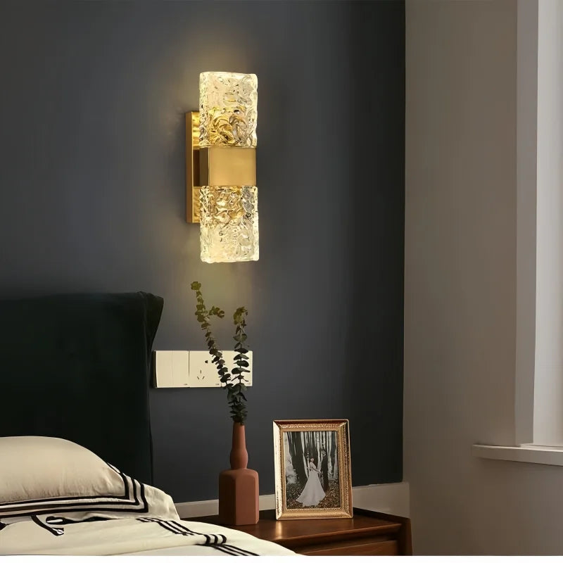 lampe murale moderne or noir transparent verre sculpté fixation murale led 90 260v 249