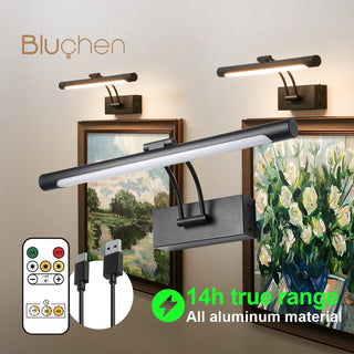 lampe murale led rechargeable sans fil moderne noir cadre bois télécommande chambre salon