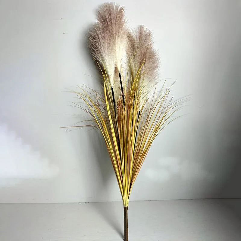 bouquet artificiel rose vert jaune plumes feuilles naturel moderne 80cm decorationintérieurextérieur