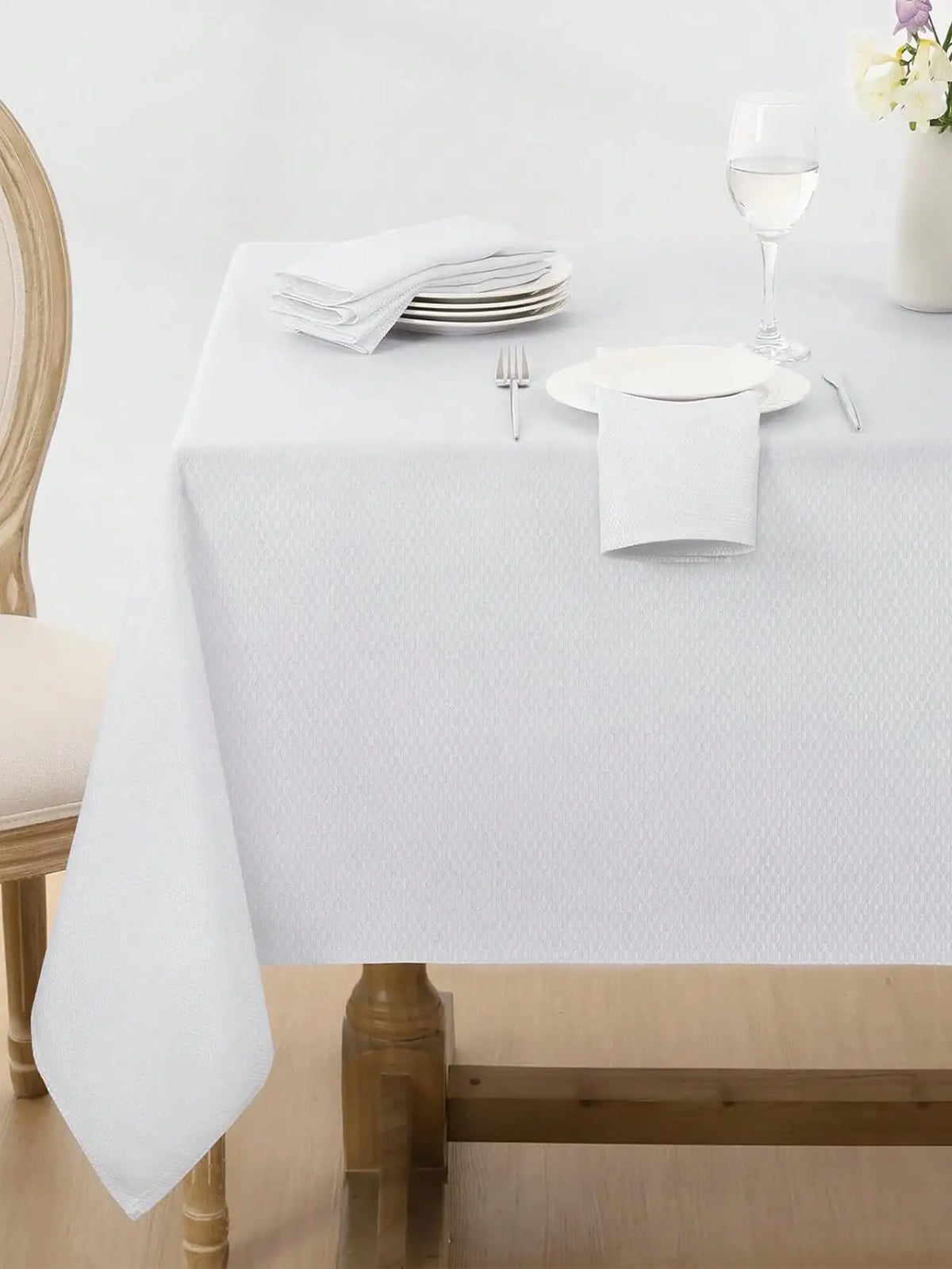 nappe table blanche texture fine moderne réutilisable polyester rectangleextérieur mariage fête blanc opacité minimaliste